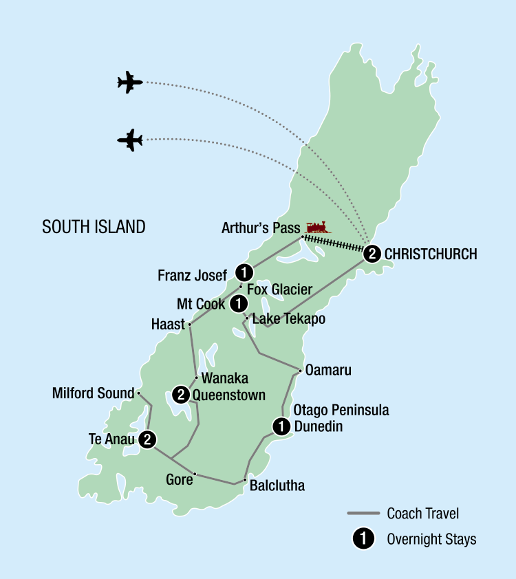 Map Image for 10 Day Ultimate South Island