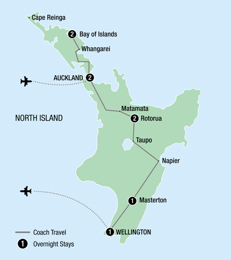 Map Image for 9 Day Signature North Island