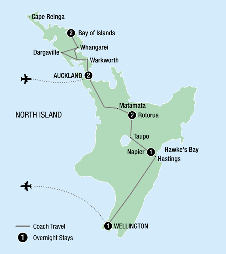 Map Image for 9 Day Ultimate North Island