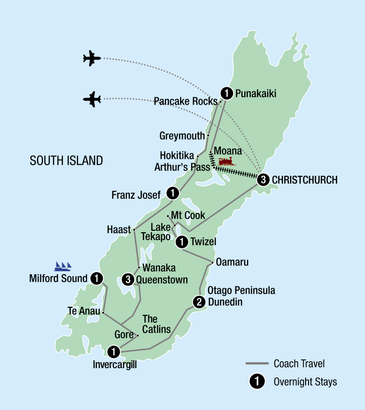 Map Image for 14 Day Signature Best of the South Island