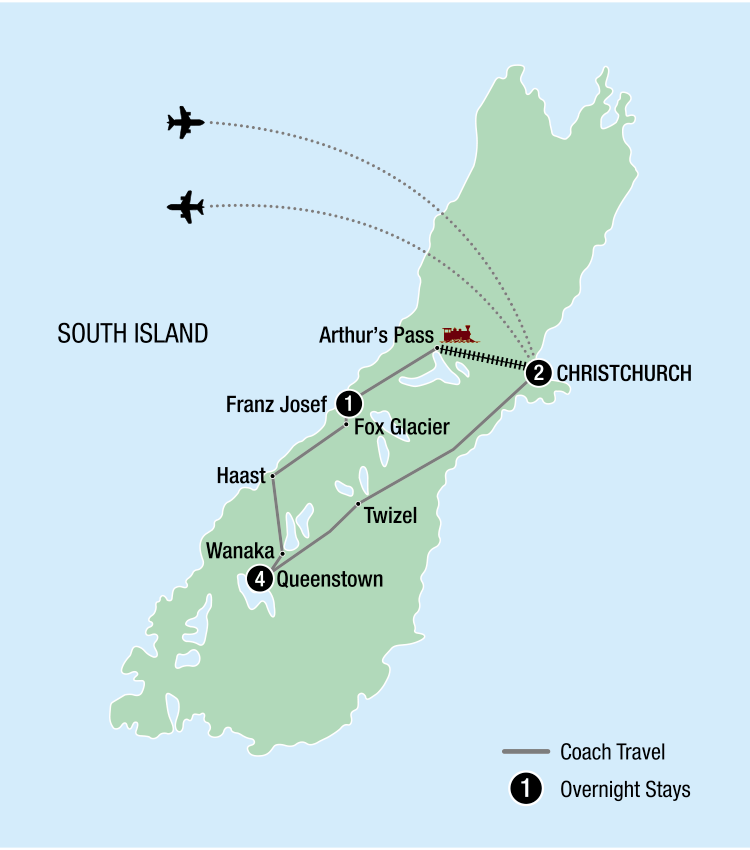 Map Image for 8 Day Classic Warbirds South Island