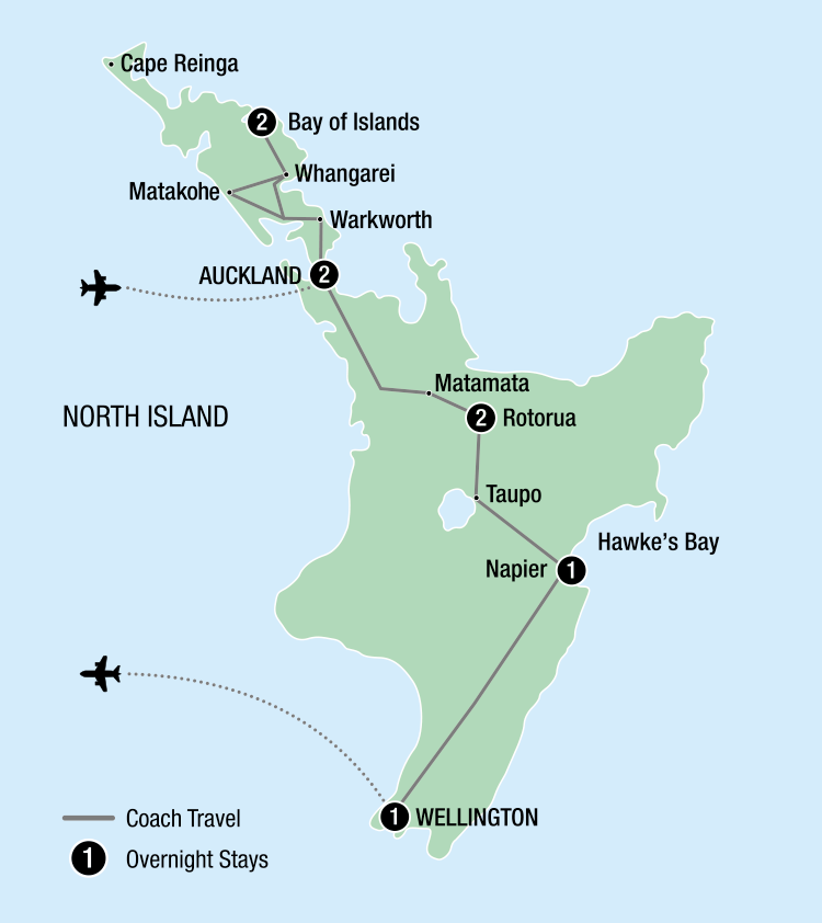 Map Image for 9 Day Signature North Island